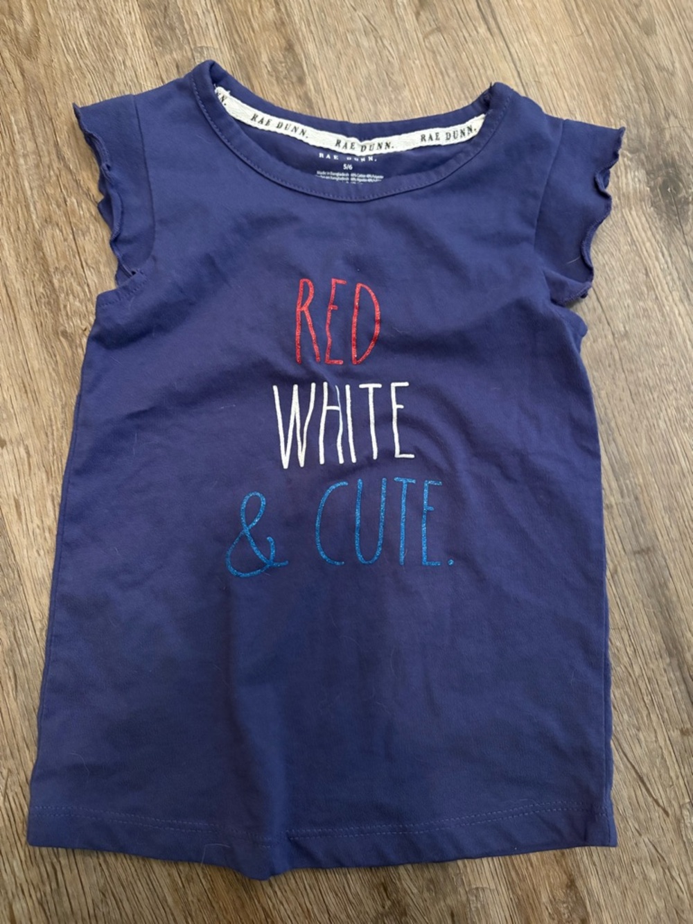 Rae Dunn Navy Tank Top with Red White & Blue Embroidery